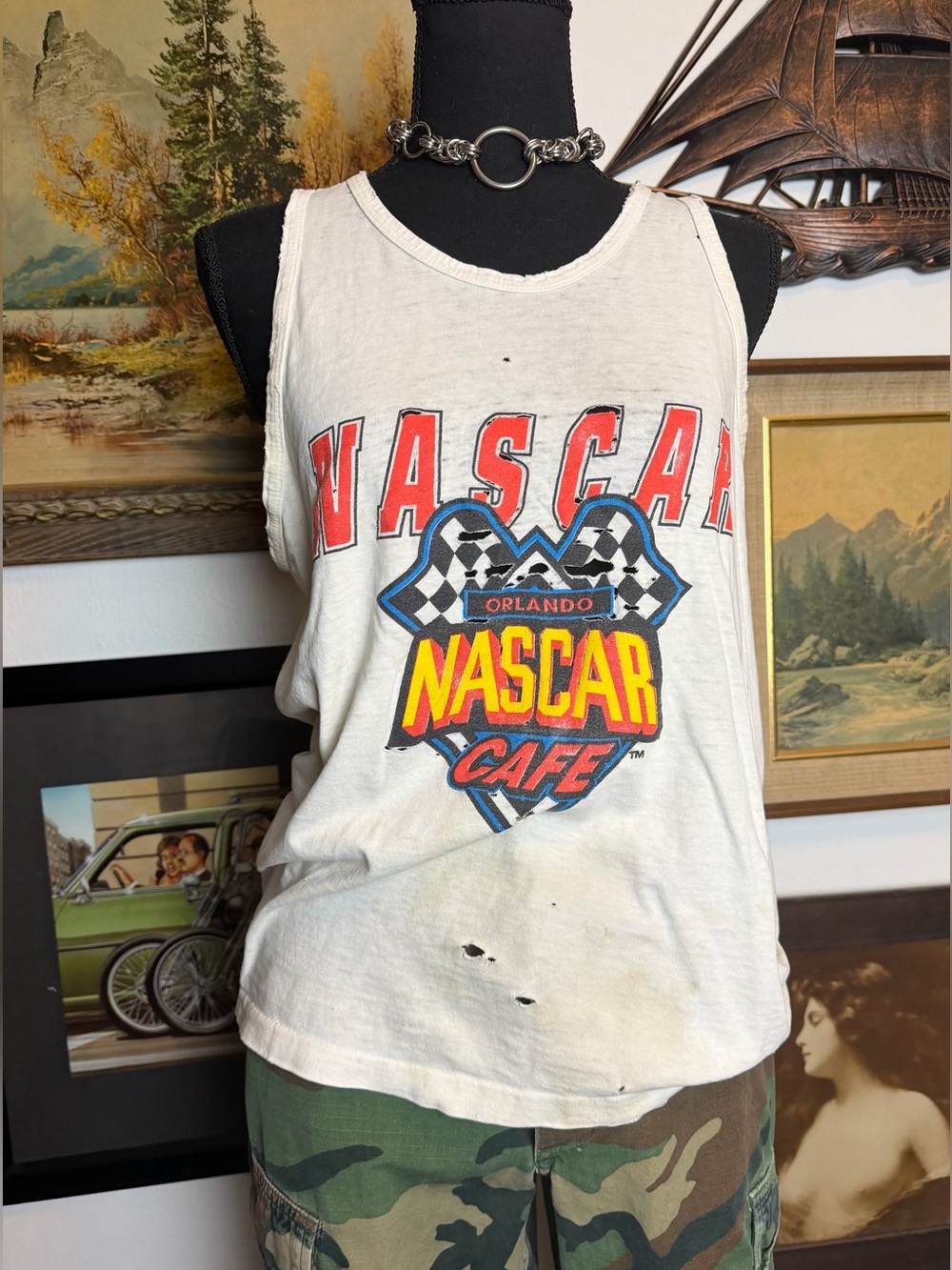 Vintage 90s NASCAR Tank Top M  (See Description)